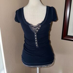 Vintage Y2K Hollister 2000s Short Sleeve Henley Top